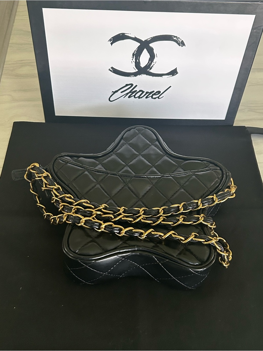 CHANEL Black VIP GWP Quilted Star Mini Bag with Gold Hardware. - Picture 6 of 11